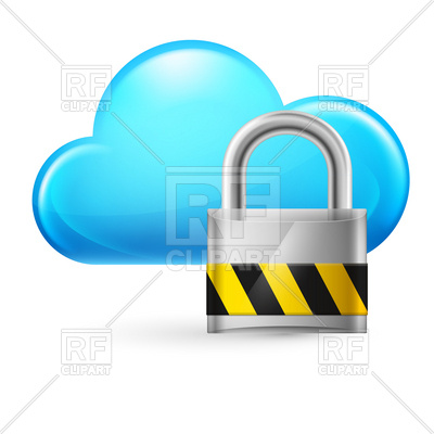 400x400 Cloud Computing Icon With Padlock Vector Image Vector Artwork Of