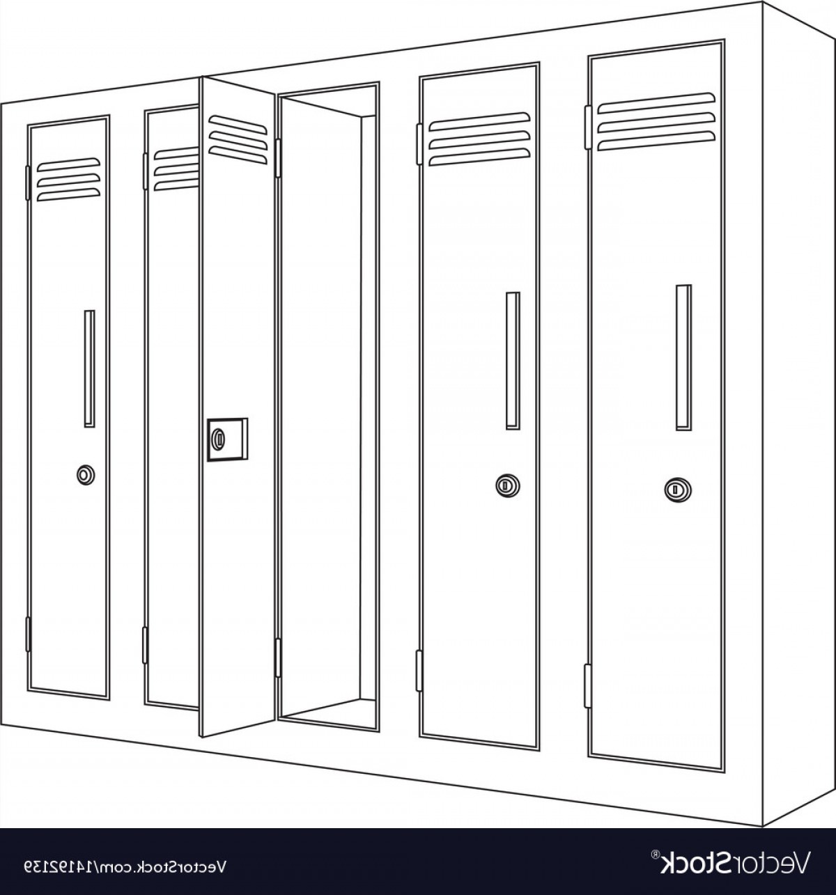 1200x1285 School Locker With Open Door Outline Icon Vector Lazttweet