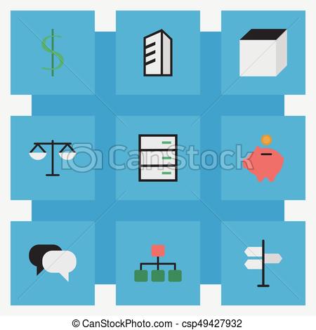 450x470 Vector Illustration Set Of Simple Business Icons. Elements