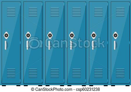 450x316 Empty Blue School Lockers With Combination Locks. Vector