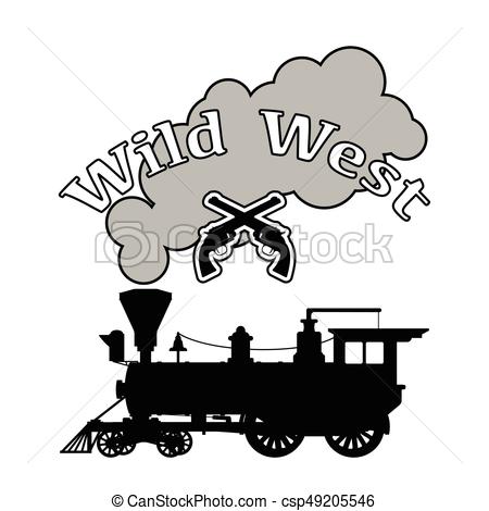 450x470 Silhouette Steam Locomotive. Isolated On White Background.