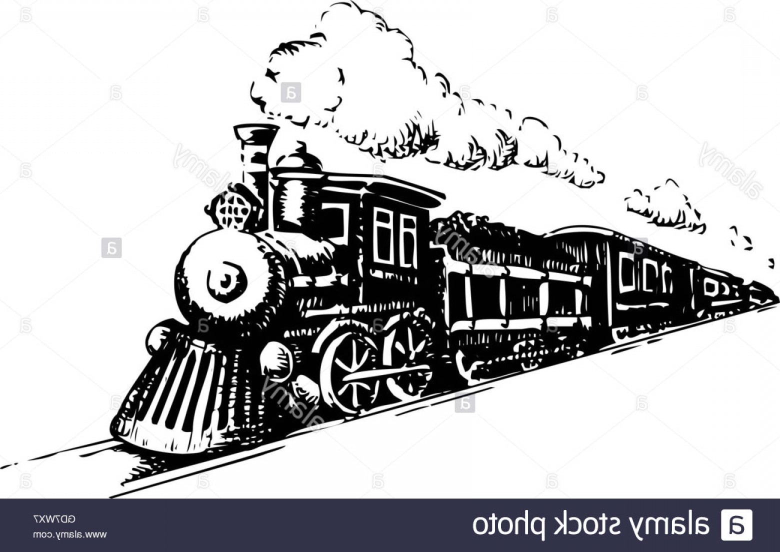 1560x1104 Stock Photo Old Steam Locomotive Vector Illustration On A White