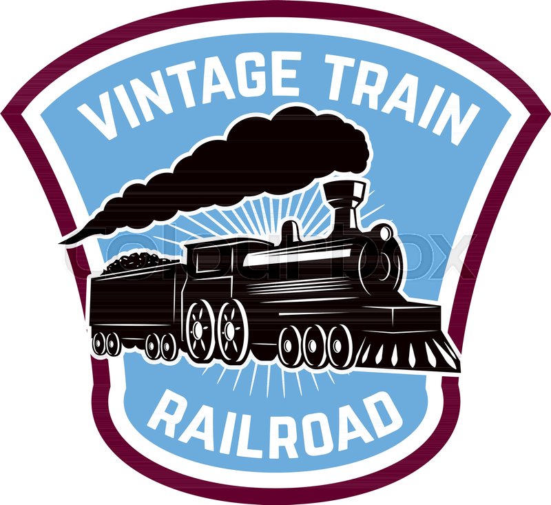 800x733 Vintage Train. Emblem Template With Retro Locomotive. Vector