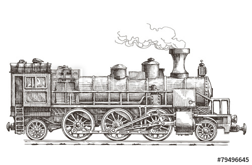 500x327 Retro Steam Locomotive Vector Logo Design Template. Train