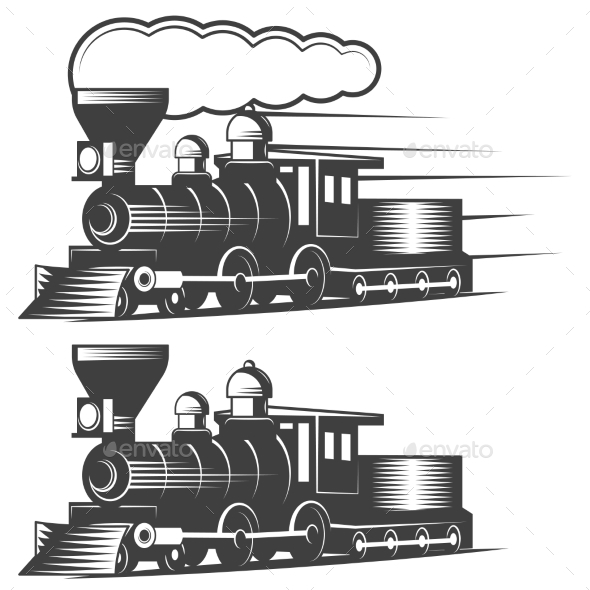 590x590 Locomotive Vector Illustration In Monochrome By Skarinka