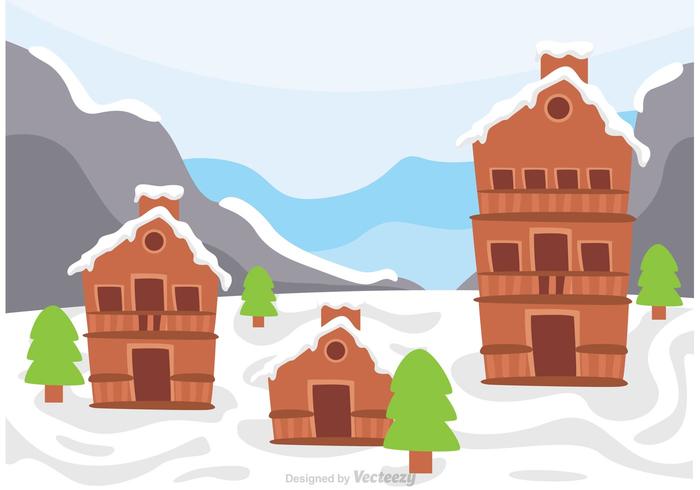 700x490 Log Cabin On Snowy Hill Vector