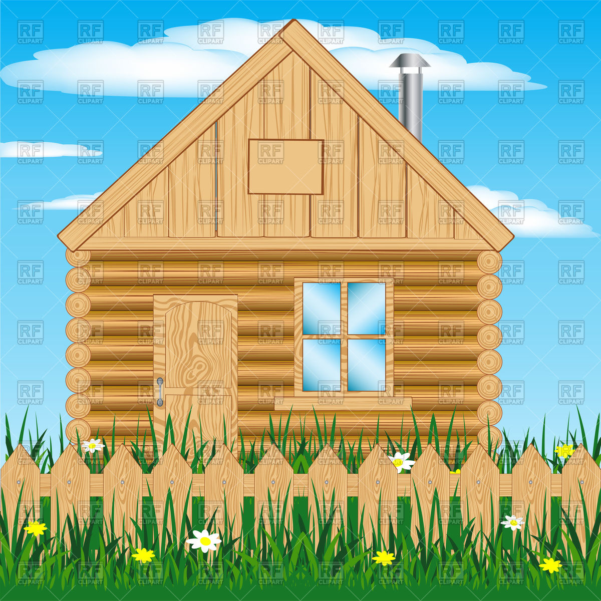 1200x1200 Log Cabin And Wooden Fence
