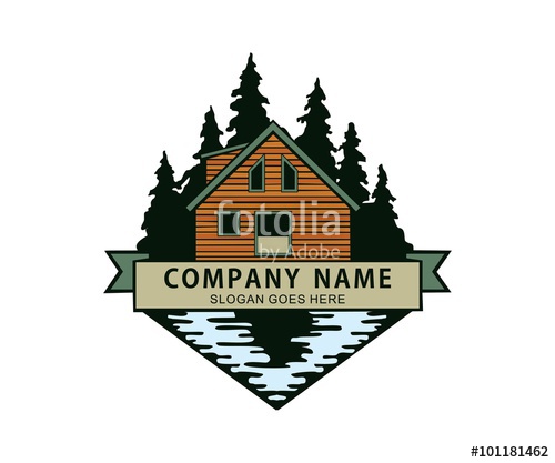 500x417 Cabin In The Woods River Lake Side Logo Stock Image And Royalty