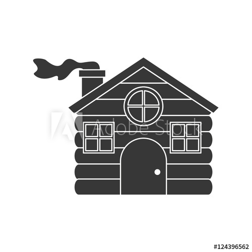 500x500 Log Cabin House Shape Icon Silhouette Vector Illustration. Vector