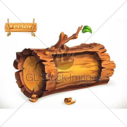 500x500 Log, Wooden Sign. 3d Vector Icon Gl Stock Images