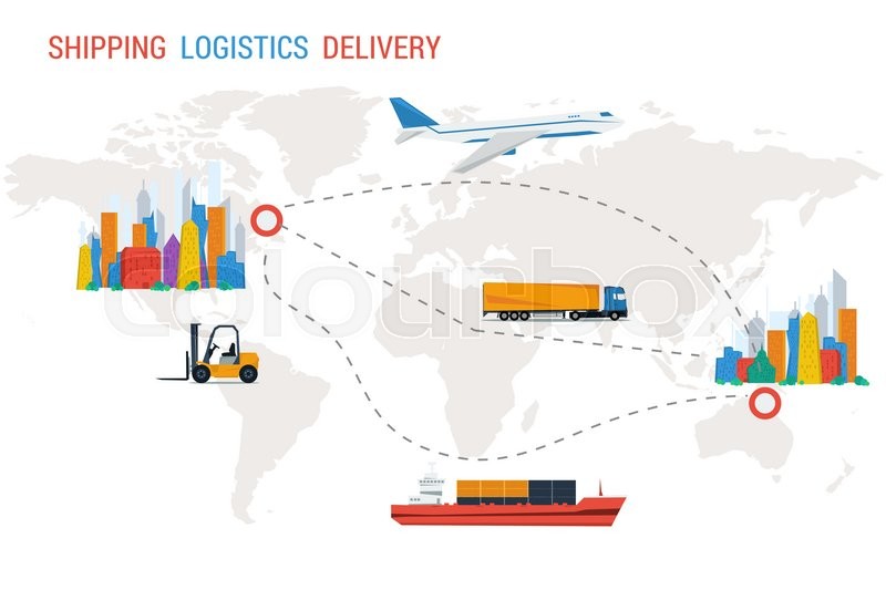 800x533 Logistics Vector Illustration Concept. Two Different Cities And