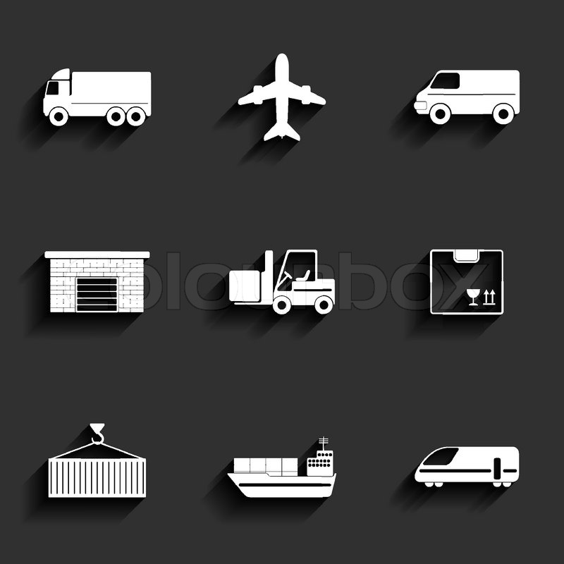 800x800 Vehicle, Transport And Logistics Vector Flat Icons. Stock Vector
