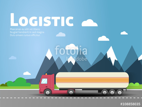 500x376 Design For Banner, Truck. Color Flat Icons. Dump Truck, Tank