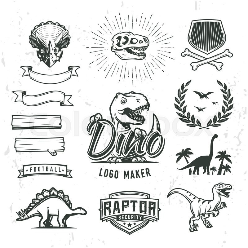 800x800 Dino Logo Maker Set. Dinosaur Logotype Creator. Vector T Rex