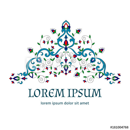 500x500 Floral Pattern Border Vector. Victorian Spa Ornament Logo With