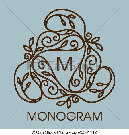 450x470 Monogram Design. Vector Floral Outline Frame Or Border Vector