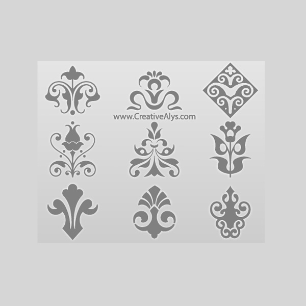 600x600 9 Decorative Floral Logo Elements Vector Set