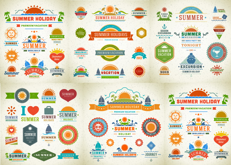 810x580 Summer Holidays Logo And Labels Free Vector Graphic Download