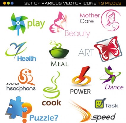 425x415 Beautiful Set Of 02 Threedimensional Logo Vector Free Vector