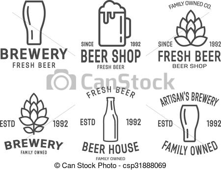 450x346 Set Of Vector Linear Brewery Logos. Vector Logo Or Icon Design