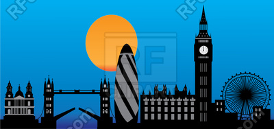 400x188 London Skyline With Bridge And Tower Vector Image Vector Artwork