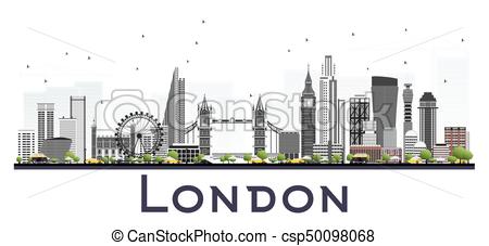 450x227 London Skyline With Gray Buildings Isolated On White Background