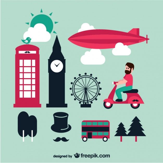 626x626 London Vector Graphics Set Collage And Decoupage Sheets