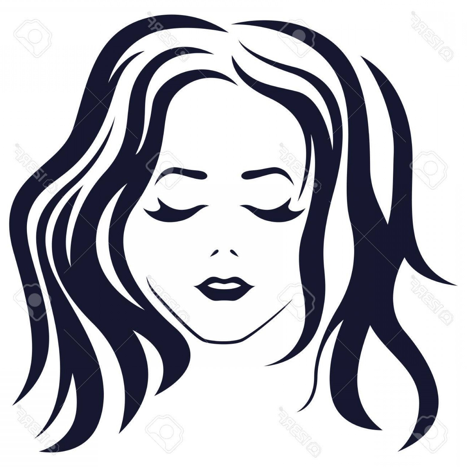 1560x1560 Photostock Vector Beautiful Women Abstract Portrait With Closed
