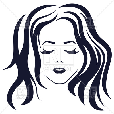 400x400 Beautiful Woman Portrait With Closed Eyes And Long Hair Vector