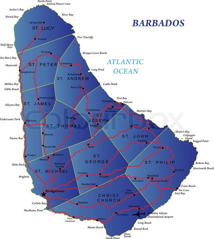 714x800 Caribbean Island Of Barbados Map Stock Vector Colourbox