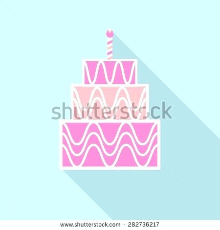 450x470 Long Cake Design And Birthday Cake Icon With Long Shadow With