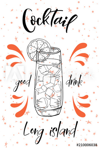 334x500 Vector Dring Poster. Cocktail Long Island For Restaurant And Cafe