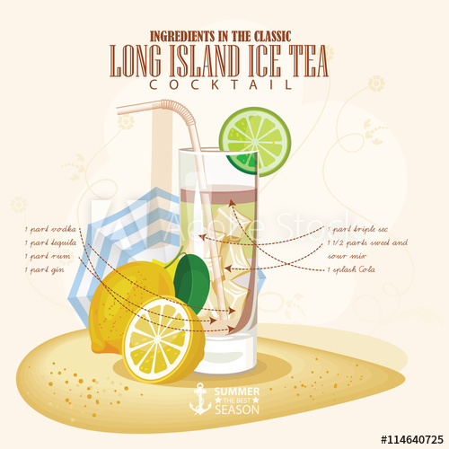 500x500 Vector Illustration Of Popular Alcoholic Cocktail. Long Island Ice