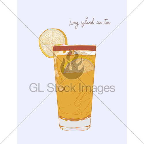 500x500 Hand Drawn Illustration Of Cocktail Long Island Ice Tea. Gl