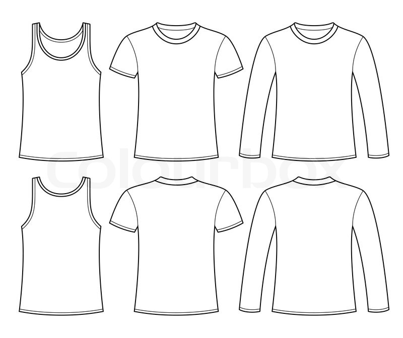 800x672 Singlet, T Shirt And Long Sleeved T Shirt Template Stock Vector