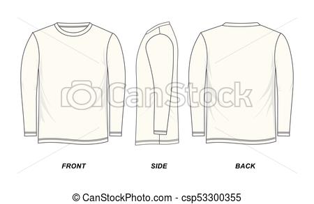 450x293 T Shirt Template Long Sleeve, Front, Side, Back, Isolated On A