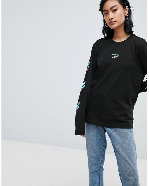 520x650 Reebok Long Sleeve T Shirt With Vector Logo Sleeves In Black