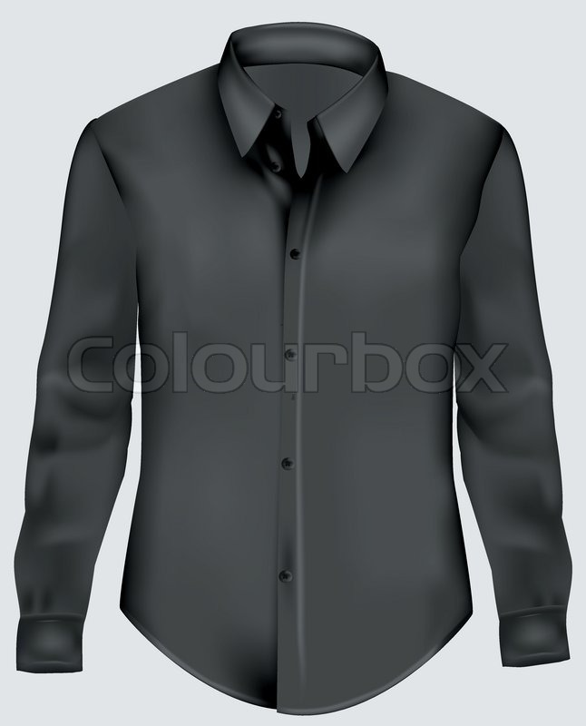 646x800 Black Polo Shirt With Long Sleeves. Photo Realistic Vector