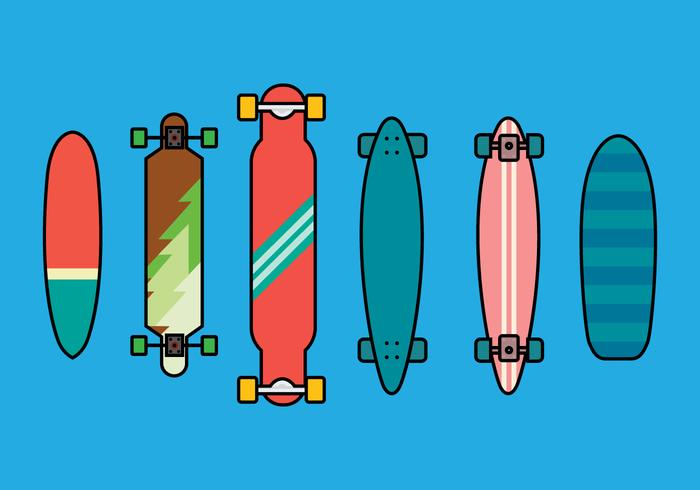 700x490 Longboard Vector Set 2