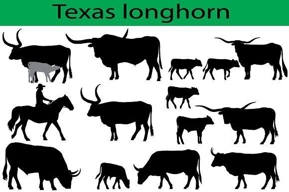580x386 Texas Longhorn Cattle Silhouettes