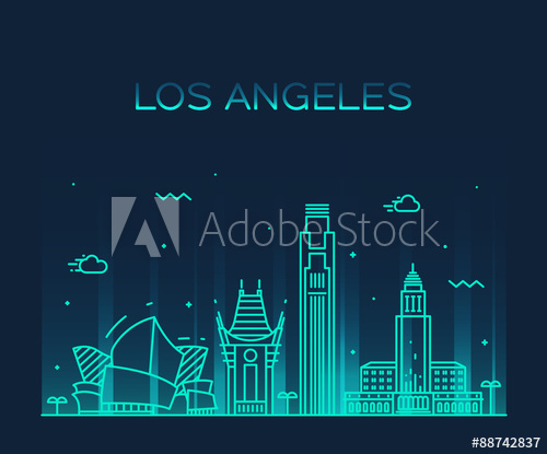 500x415 Los Angeles Skyline Vector Illustration Linear