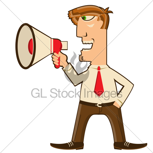 500x500 Businessman With Loudspeaker.vector Cartoon Man In Offise... Gl