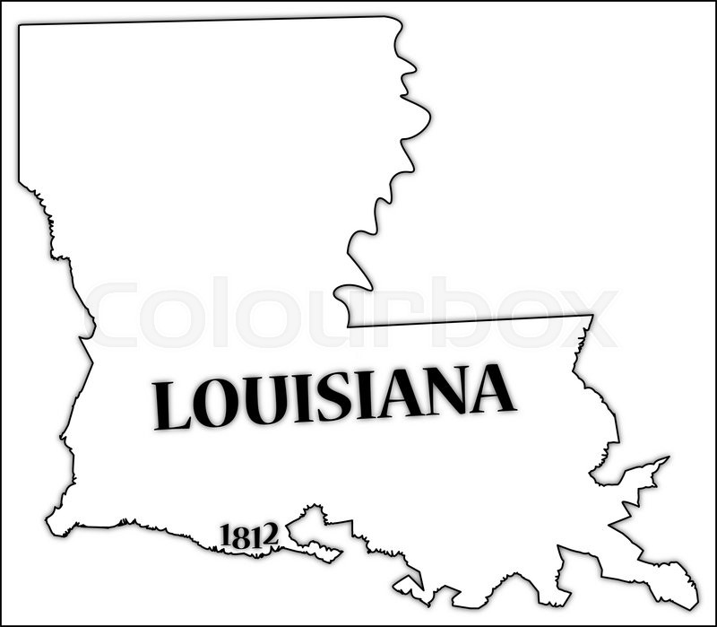 800x699 A Louisiana State Outline With The Date Of Statehood Isolated On A