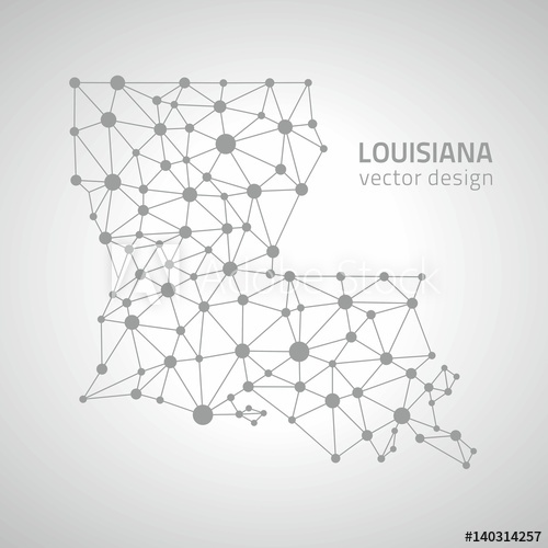 500x500 Louisiana Vector Graphic Dot Grey Outline Polygonal Map