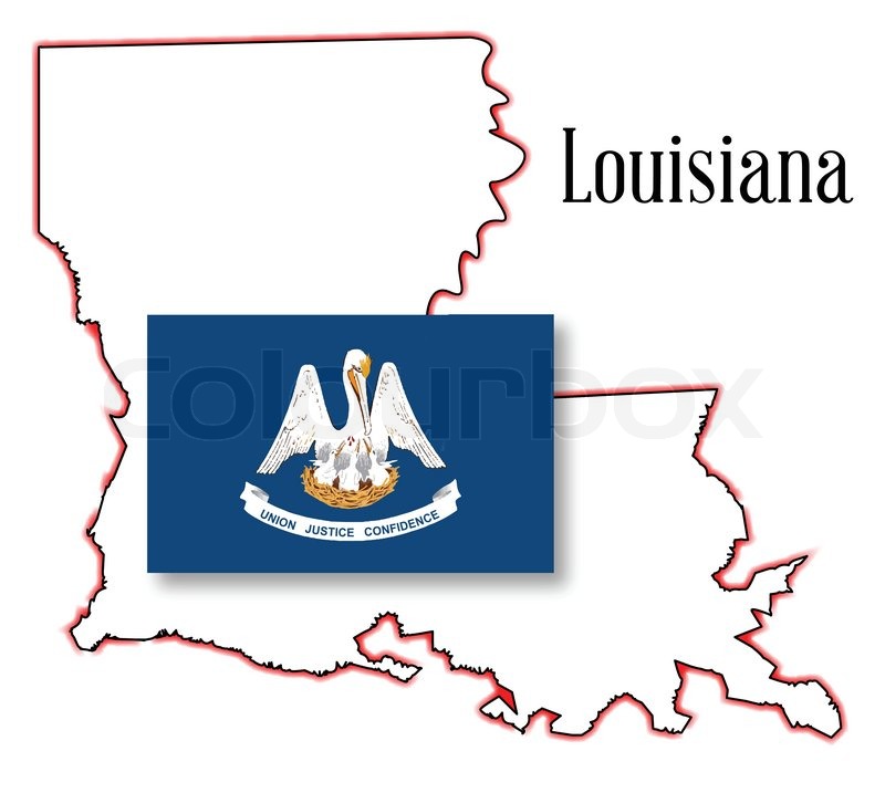 800x717 State Map Outline Of Louisiana Over A White Background With Flag