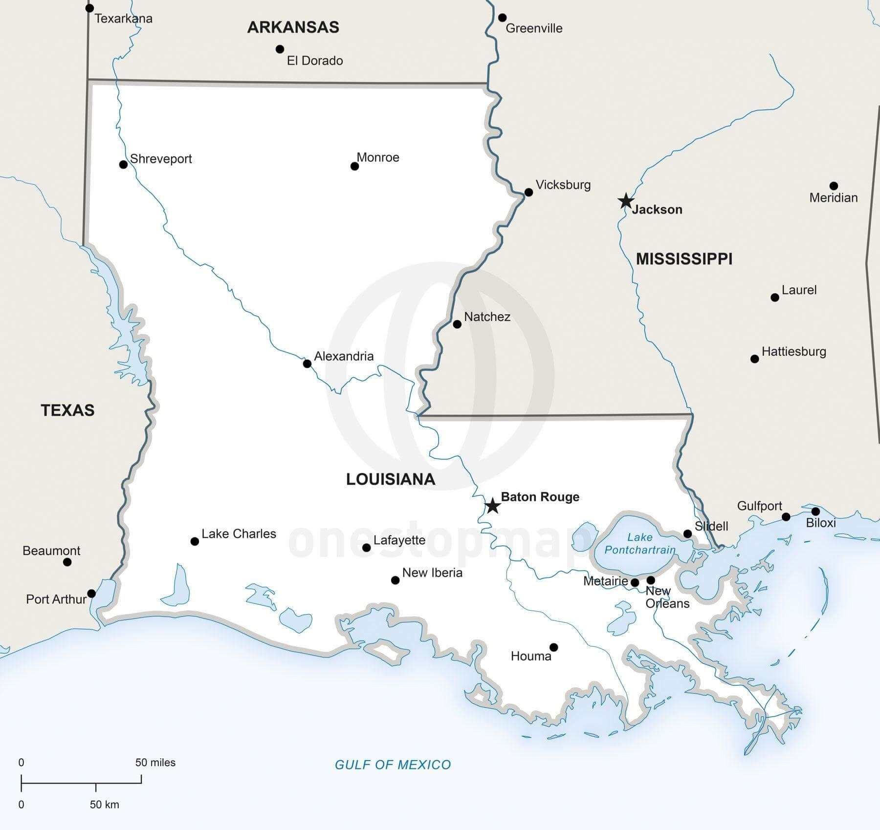 1800x1699 Vector Map Of Louisiana Political One Stop Map