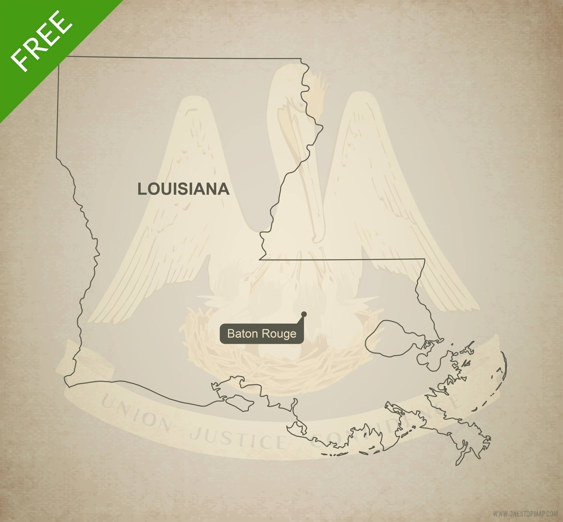 1800x1667 Free Vector Map Of Lousiana Outline One Stop Map