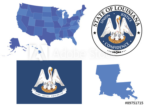 500x365 Vector Illustration Of State Louisiana Contains High Detailed Map