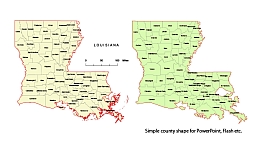 255x158 Preview Of Louisiana Vector Parishes (County) Map.