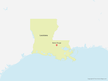460x345 Vector Map Of Louisiana Free Vector Maps